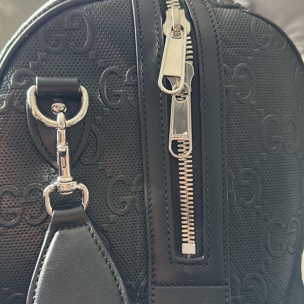 GUCCI Weekender GG Embossed Duffle Bag Large Travel Tote 100% Auth Luggage Purse - Picture 12 of 12